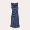 Robe longue fils m&eacute;tallis&eacute;s bleu fonc&eacute; femme