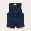Gilet court cintr&eacute; sans manches bleu marine femme