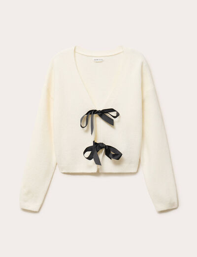 Gilet nou&eacute; ecru femme