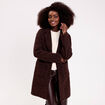 Manteau bouclette marron fonc&eacute; femme