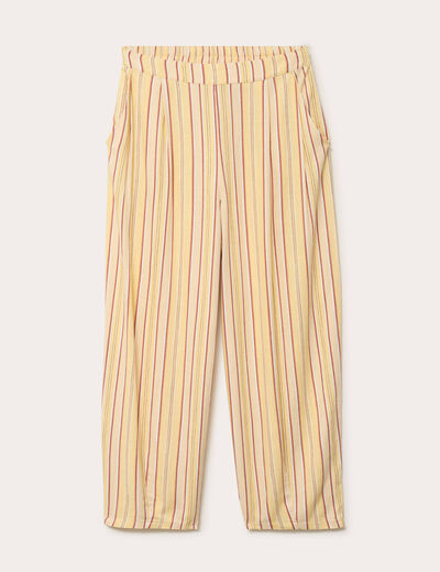 Pantalon large fluide jaune paille femme