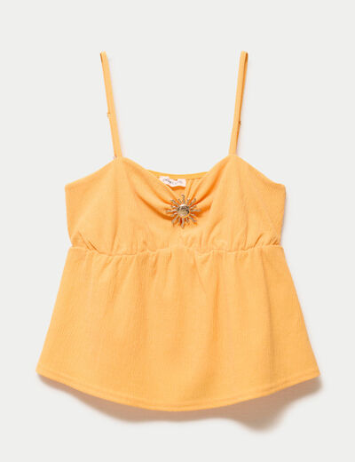 D&eacute;bardeur d&eacute;tail bijou orange clair femme