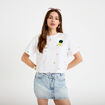 T-shirt droit cropped manches courtes blanc femme