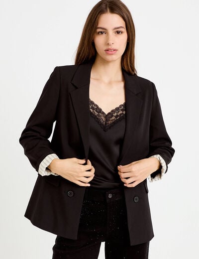 Blazer ajust&eacute; manches longues noir femme