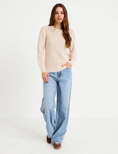 Pull manches longues brillant ivoire femme