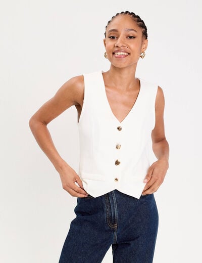 Gilet sans manches blanc femme