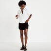 Chemise droite cropped col classique ecru femme