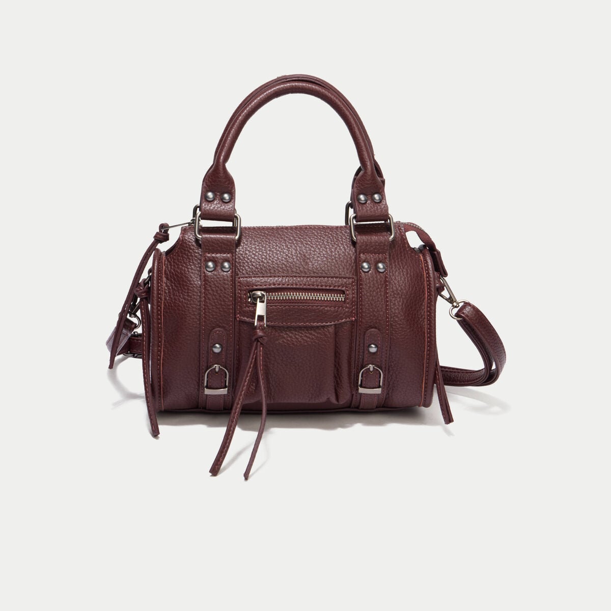 Sac port&eacute; main bordeaux femme