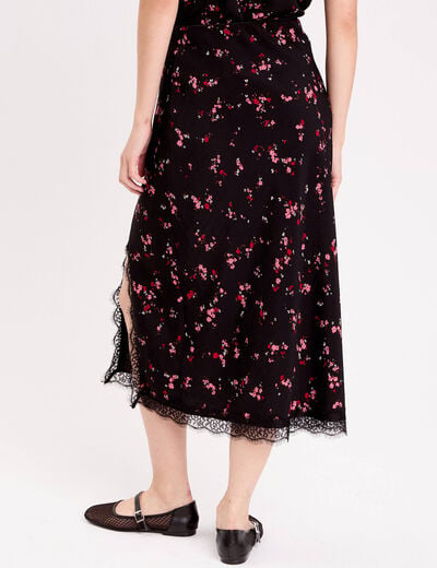 Jupe &eacute;vas&eacute;e 3/4 d&eacute;tail dentelle noir femme