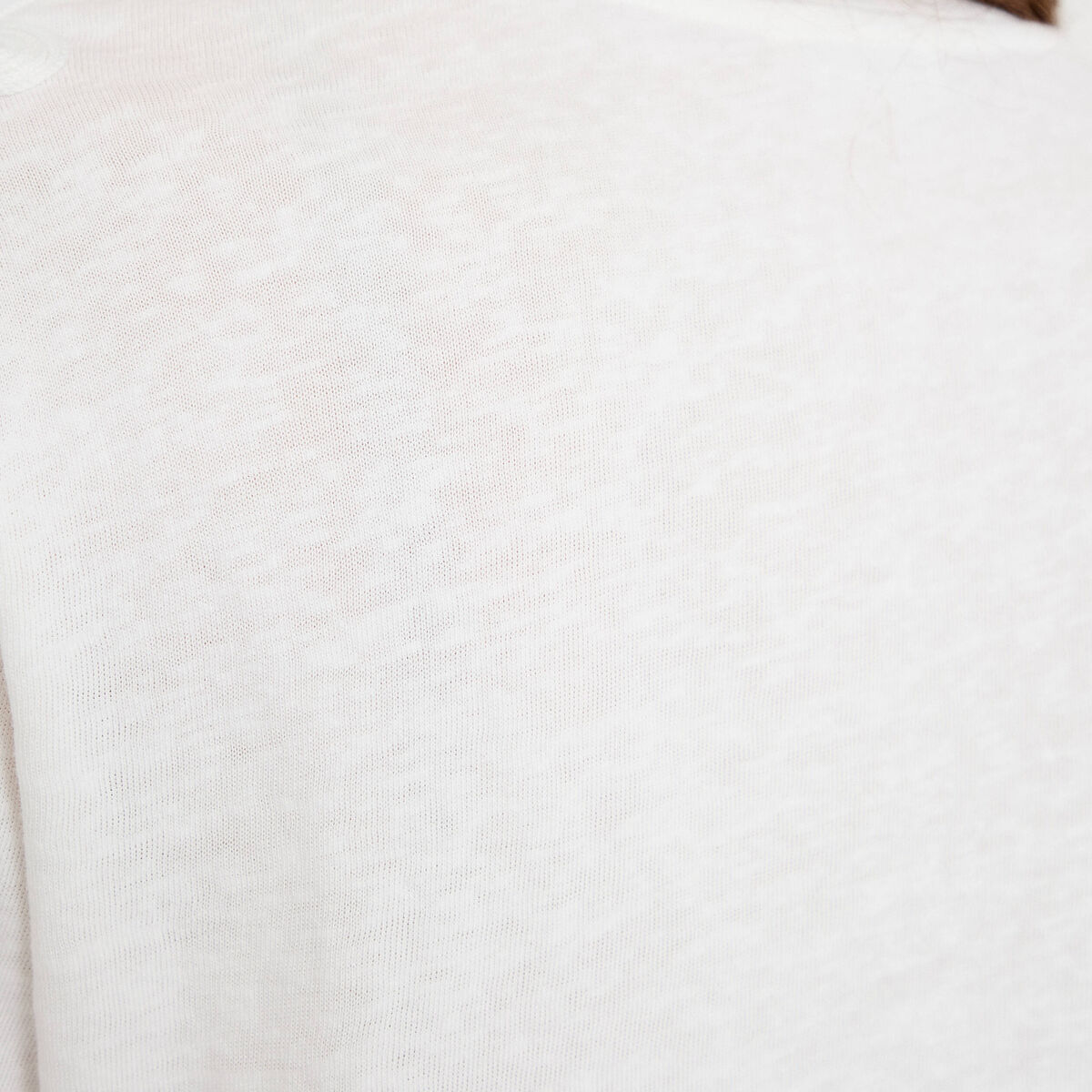 T-shirt col rond manches courtes brod&eacute; ecru femme