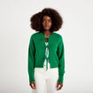 Gilet court nou&eacute; vert fonc&eacute; femme
