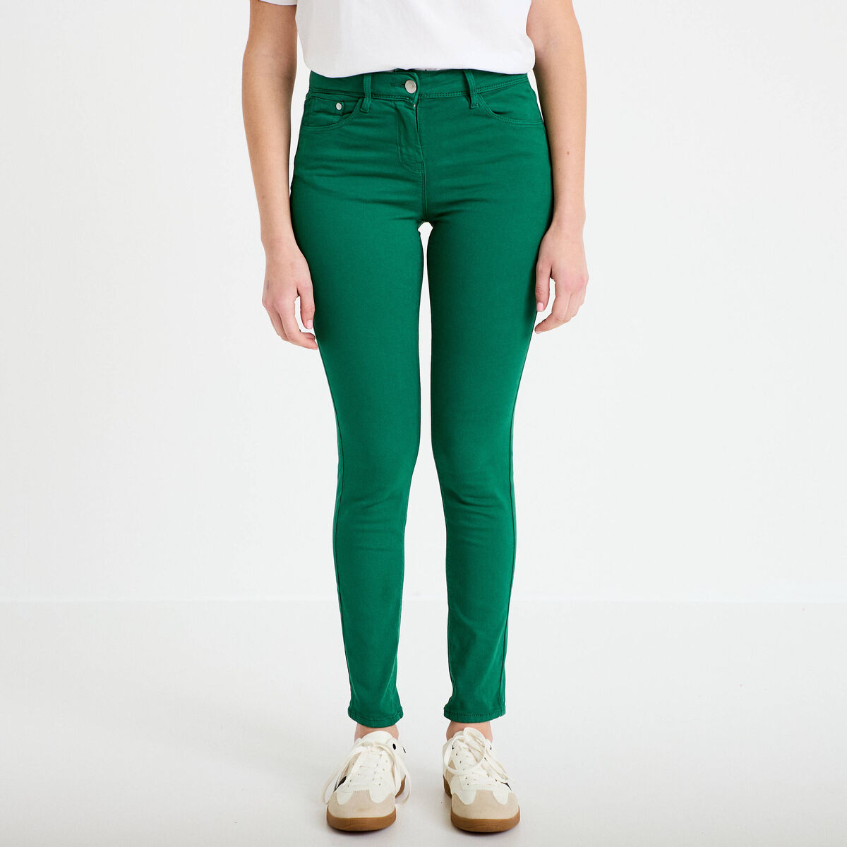 Jeans slim 5 poches vert &eacute;meraude femme