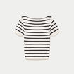 Pull ajust&eacute; court col bateau blanc femme