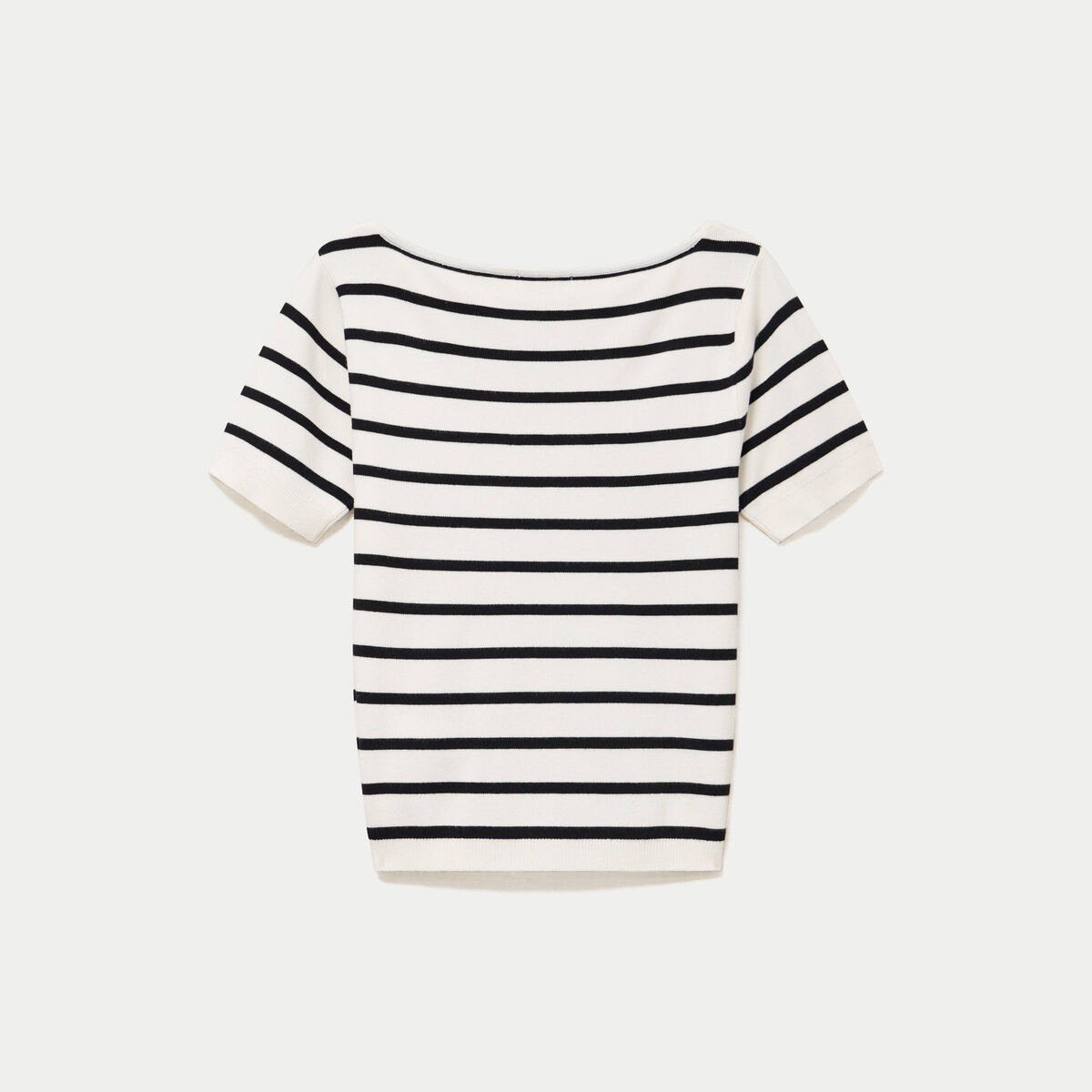Pull ajust&eacute; court col bateau blanc femme