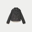 Trench droit court col tailleur gris femme