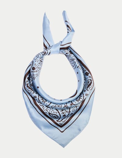 Foulard satin&eacute; soyeux bleu ciel femme