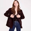 Caban col tailleur manches longues marron fonc&eacute; femme