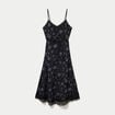 Robe longue &eacute;vas&eacute;e col v dentelle noir femme