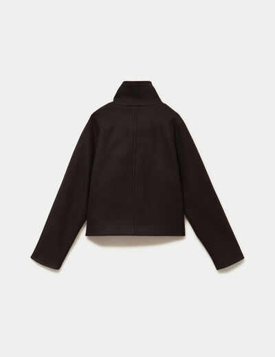 Caban court col montant marron fonc&eacute; femme