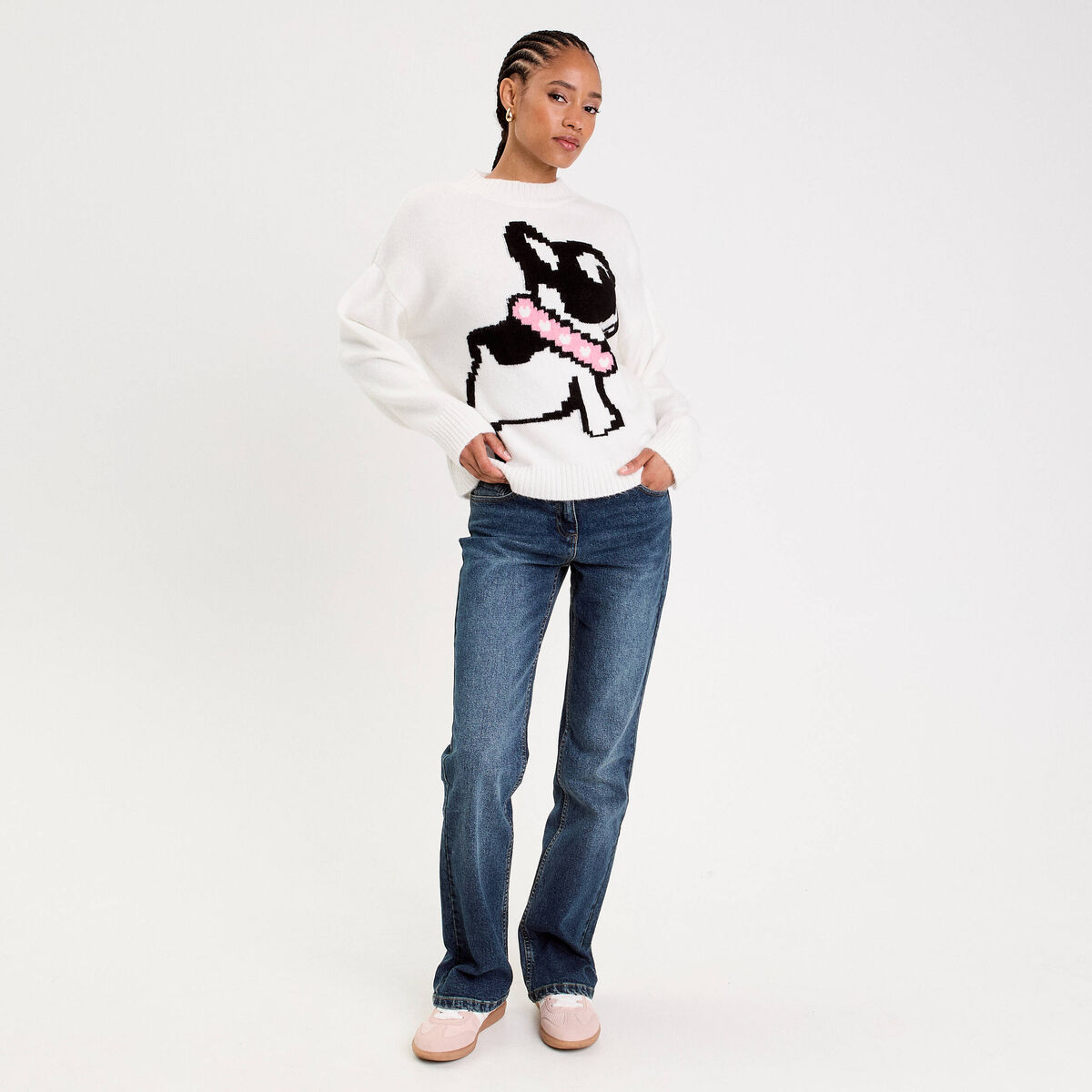 Pull manches longues ecru femme