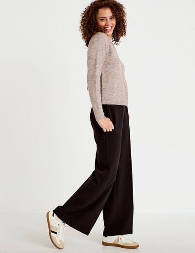 Pantalon city large noir femme