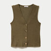 Gilet cintr&eacute; sans manches col v vert kaki femme