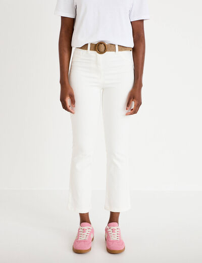 Jean bootcut cropped taille haute ecru femme