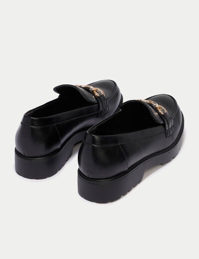 Mocassins avec bijou noir femme