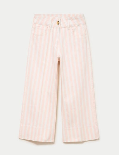Pantalon bootcut 3/4 taille haute blanc femme