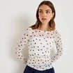 Top dentelle pliss&eacute; col bateau blanc femme