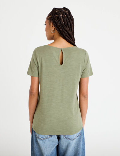 T-shirt manches courtes vert kaki femme