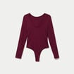 Body cintr&eacute; manches longues bateau bordeaux femme