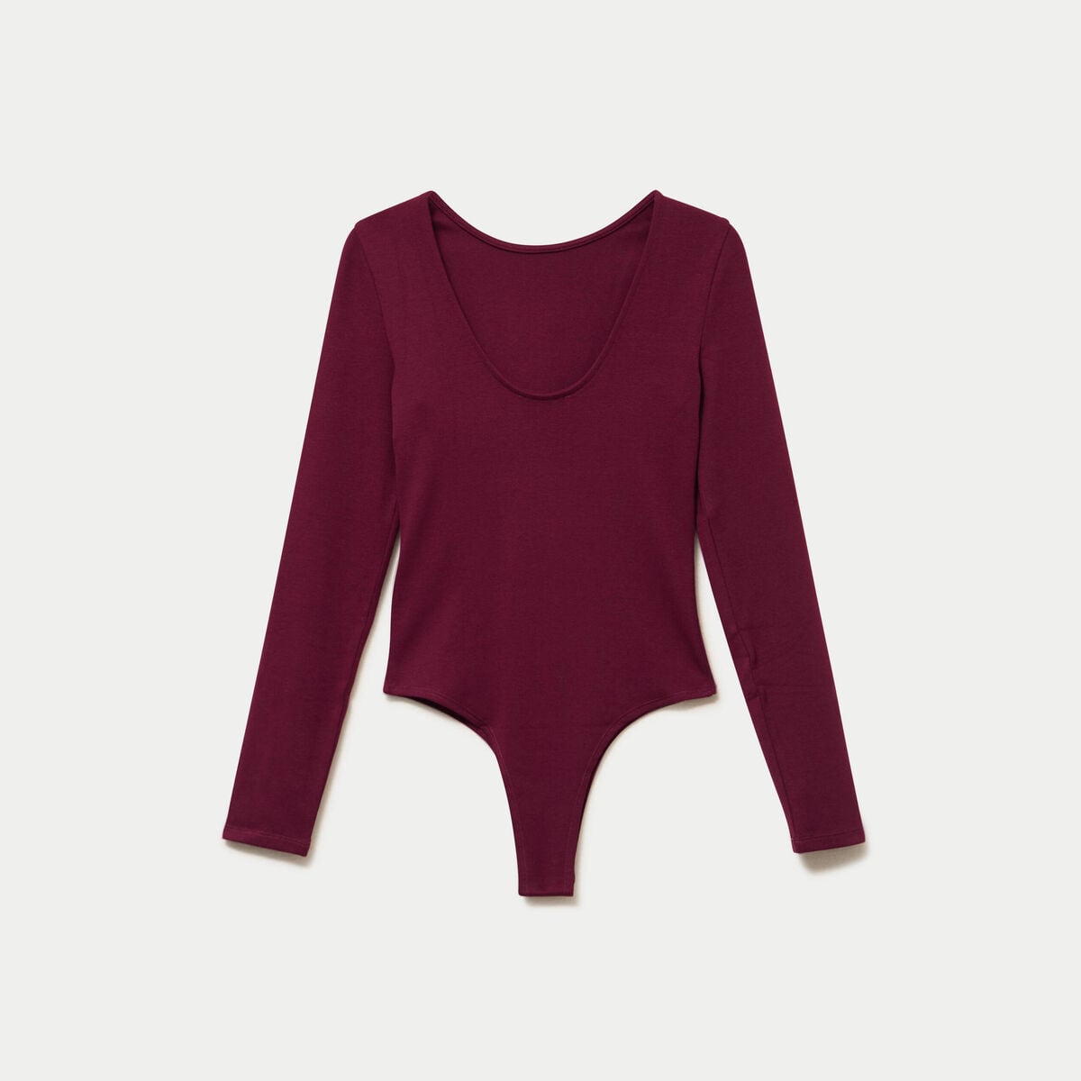 Body cintr&eacute; manches longues bateau bordeaux femme