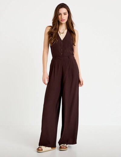 Combinaison dos nu marron fonc&eacute; femme