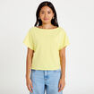 T-shirt col bateau manches courtes jaune citron femme