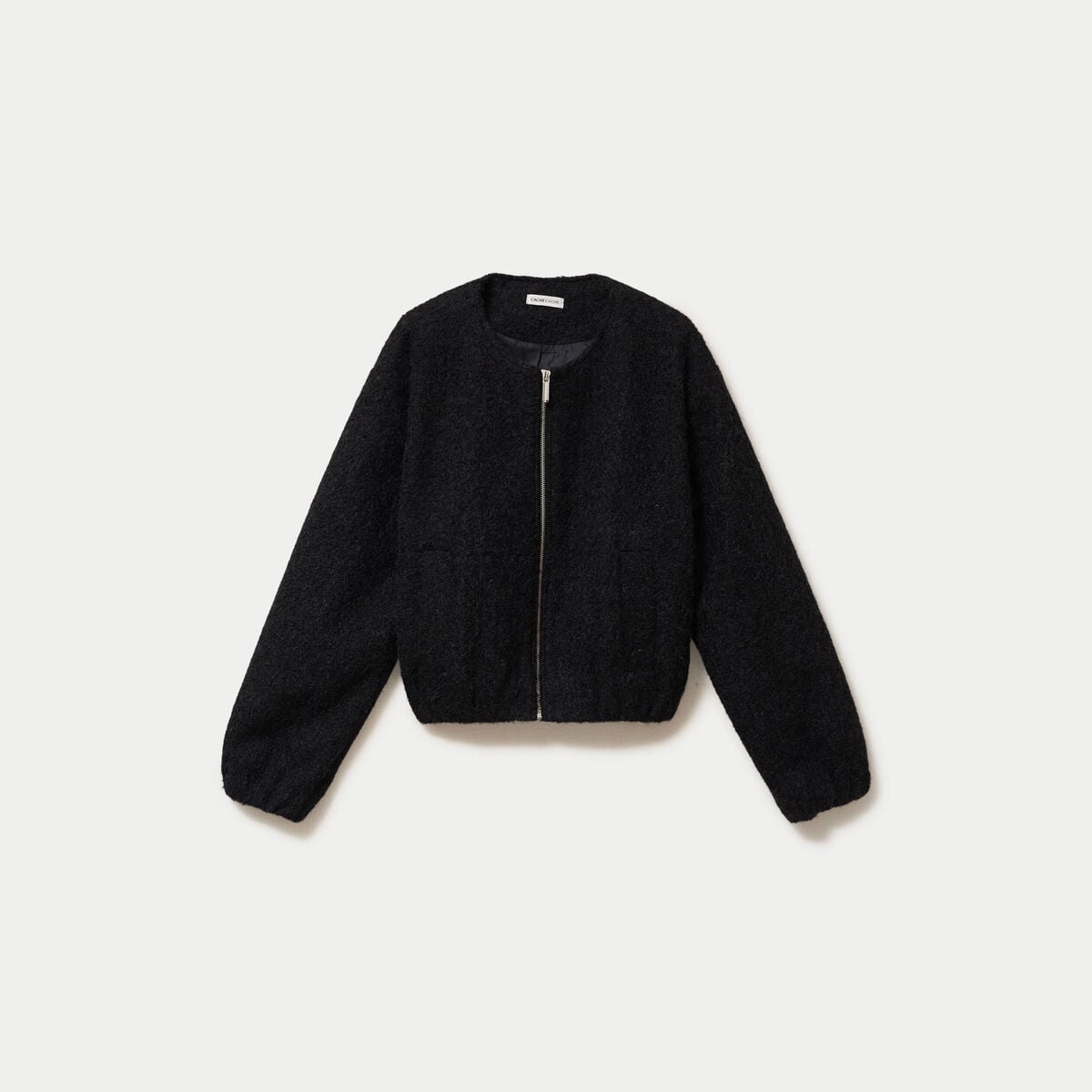 Veste cropped bas resserr&eacute; noir femme