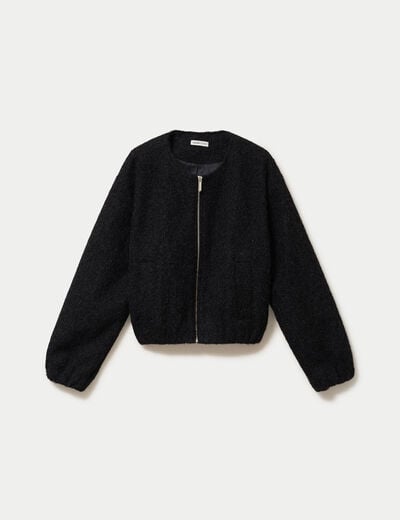 Veste cropped bas resserr&eacute; noir femme