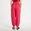 Pantalon large taille haute pliss&eacute; rose framboise femme