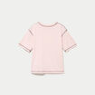 Top col rond manches courtes rose clair femme