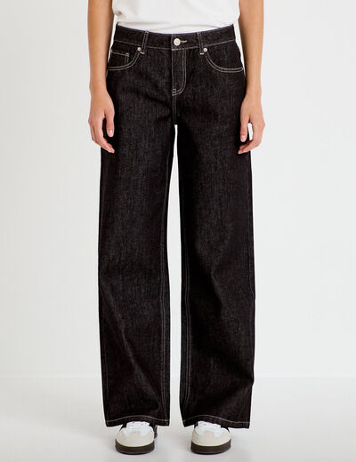 Jean wide leg taille basse denim noir femme