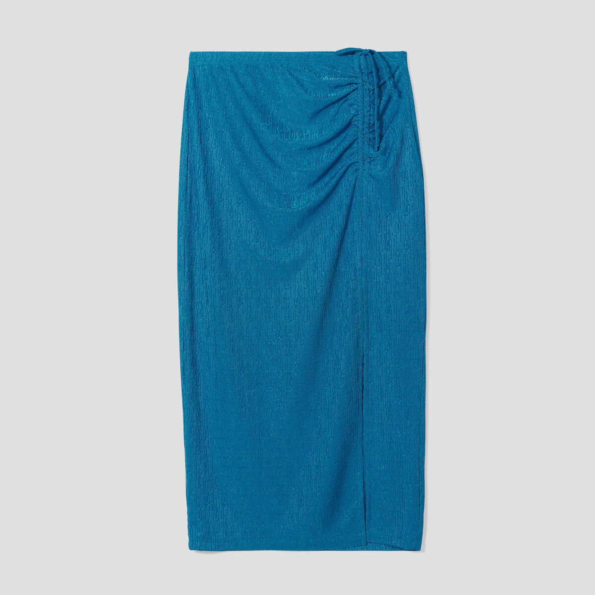 Jupe moulante fendue bleu femme