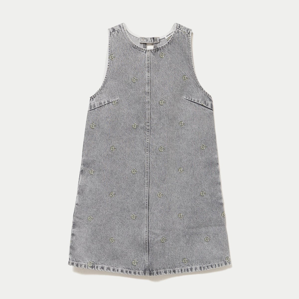 Robe courte &eacute;vas&eacute;e en jean sans manches denim gris femme