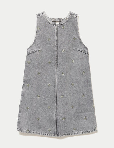 Robe courte &eacute;vas&eacute;e en jean sans manches denim gris femme