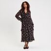 Robe longue &eacute;vas&eacute;e volants noir femme