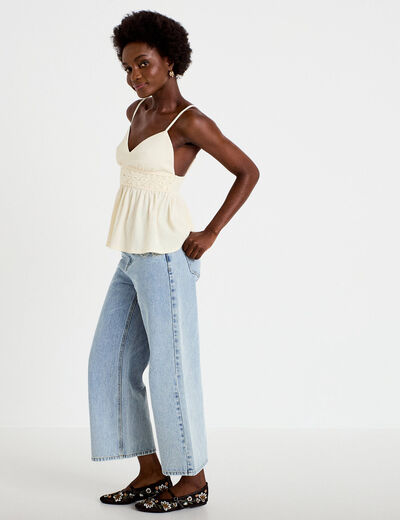 D&eacute;bardeur d&eacute;tail crochet ecru femme
