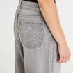 Jean wide leg taille basse denim gris clair femme