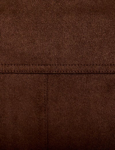 Veste effet boule col montant marron chocolat femme