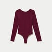 Body cintr&eacute; manches longues bateau bordeaux femme