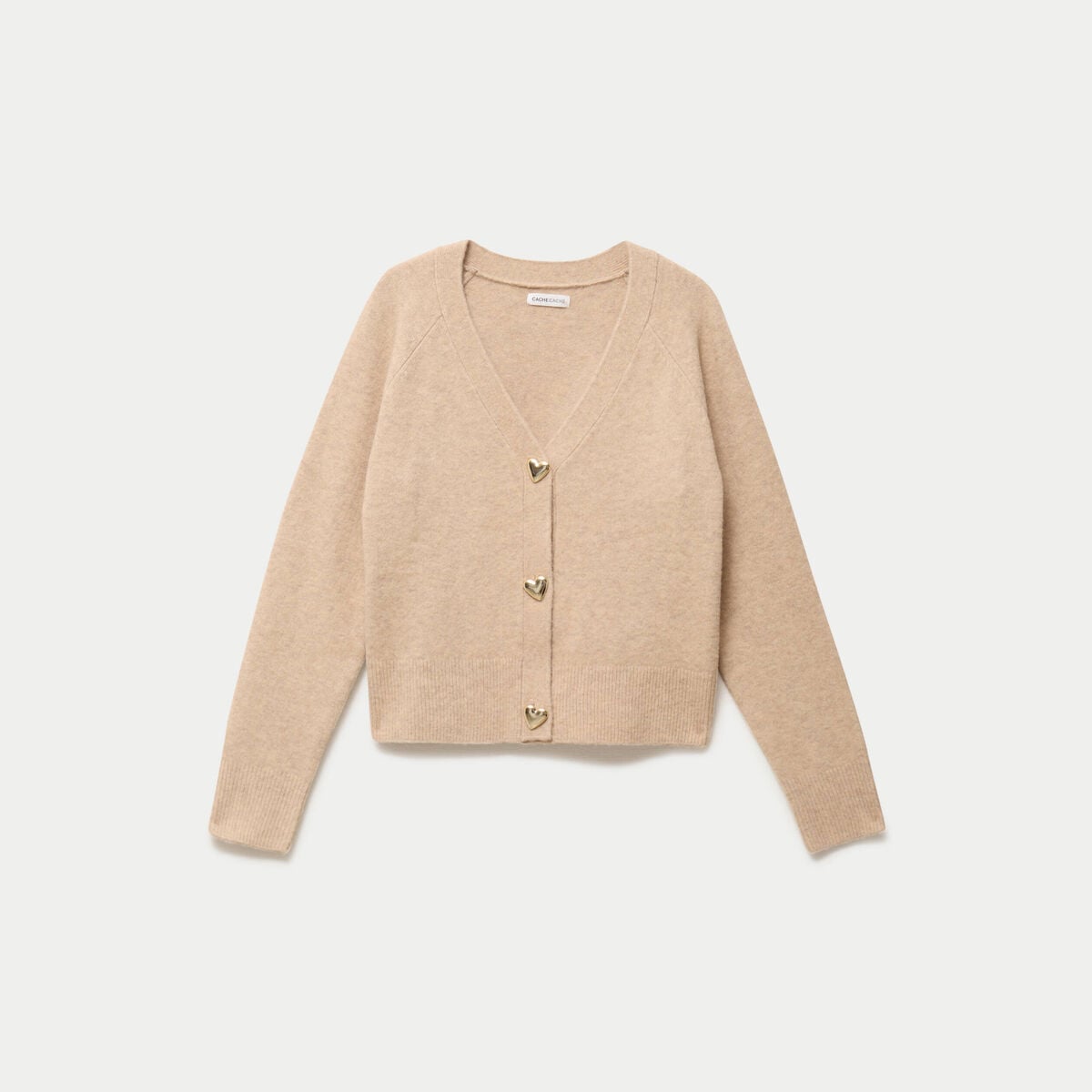 Gilet boutons coeur beige femme