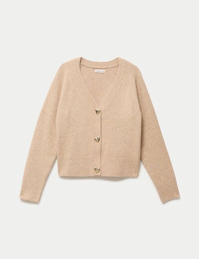Gilet boutons coeur beige femme